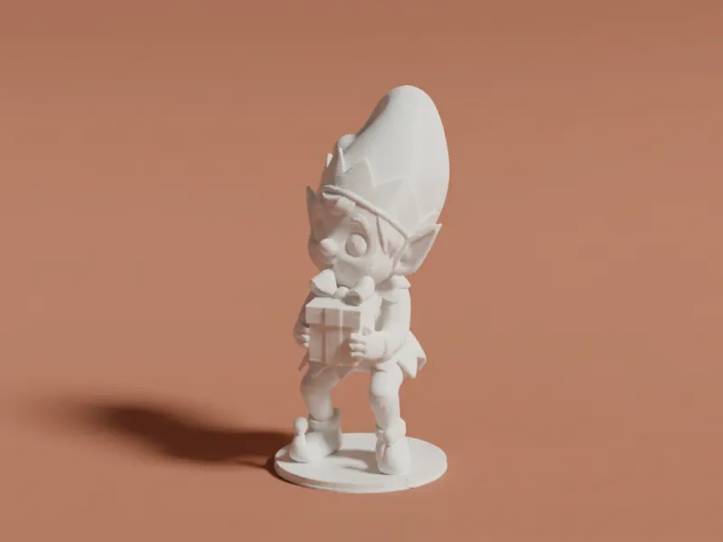 Christmas Elf with Gift – Festive Figurine
