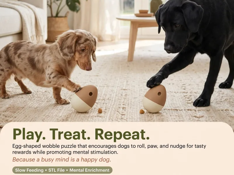Interactive Dog Treat Puzzle – Weighted Enrichment Egg Toy