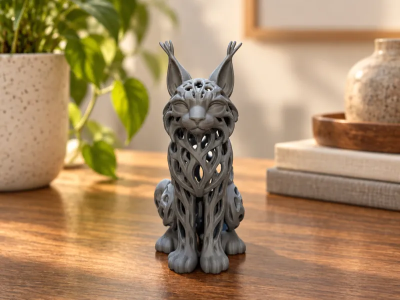 ヴォロノイ リンクス – モダンな3Dプリント動物彫刻