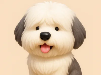 Adorable Bobtail en Impresión 3D – Figurilla de Antiguo Pastor Inglés