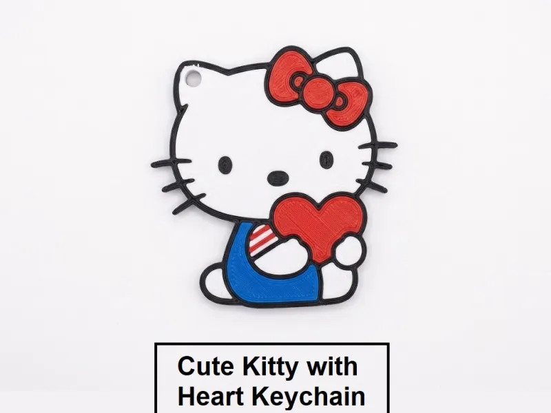 Cute Kitty with Heart Keychain / Kawaii Bag Tag