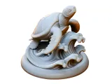 Sea Turtle Riding Ocean Waves Statue-0