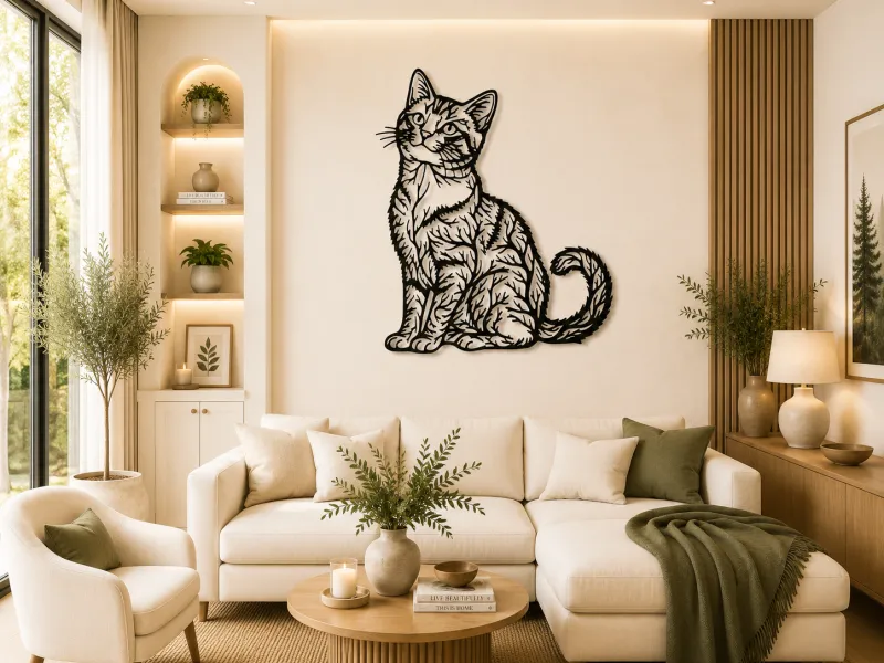 Decorative Sitting Cat 2D Wall Art