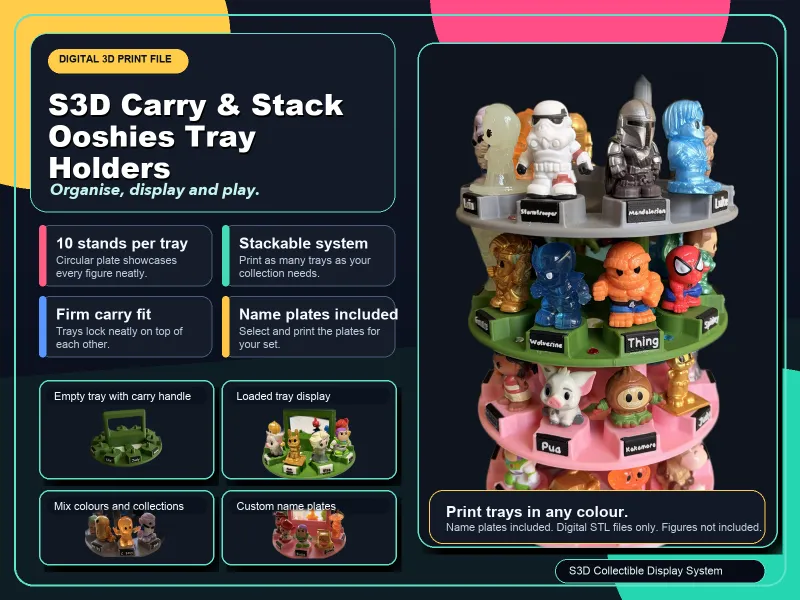 S3D Ooshies Stack Tray Holders  - 10 per tray