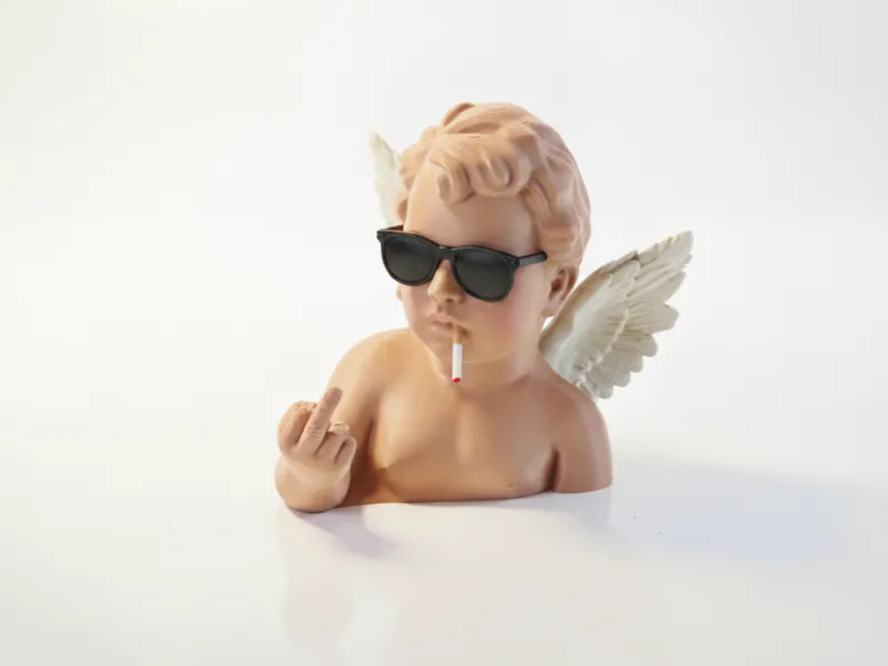 Фэнтезийный бюст ангела-херувима в стиле панк для 3D-печати