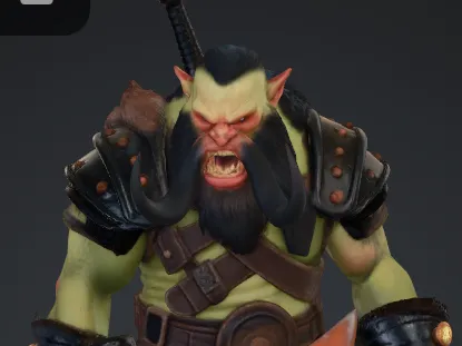 Orc mit grossen zähnen und einen schwert
