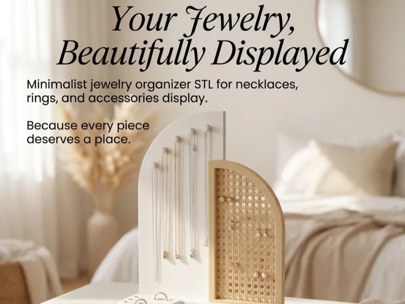 Wicker Style, Jewelry Organizer Stand, Necklace, Ring Holder