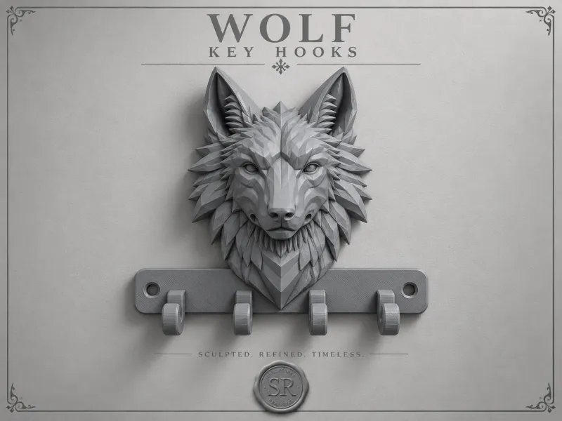 Ganci Portachiavi a Tema Lupo Low Poly