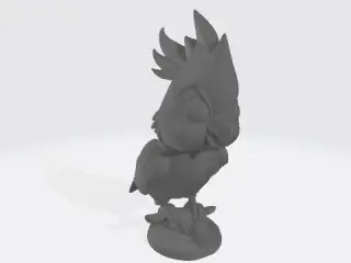 Statue of a cartoon cockatiel