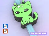 Straw Topper alien cat-0