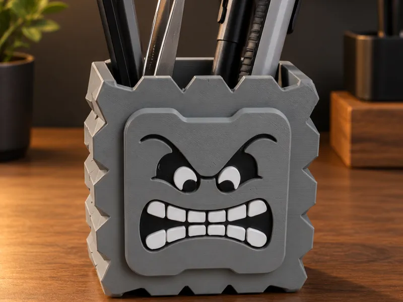 Pedra_Superiorที่ใส่ปากการูป Thwomp จาก Super Mario | ปากกาเกมเมอร์
