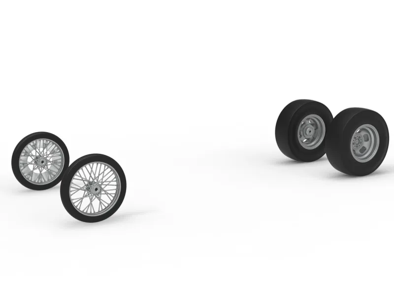 Wheel Set of Vintage Front engine dragster V8 Scale 1:25
