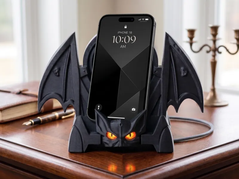 Suporte de Celular Morcego - Estilo Gótico e Carregamento Qi Integrado