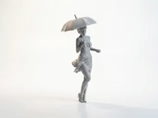 Umbrella Lady Figurine Female Figure 3D Printable