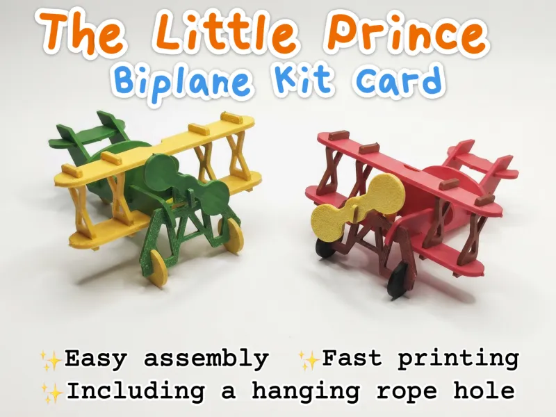 The Little Prince's biplane 3D card kit