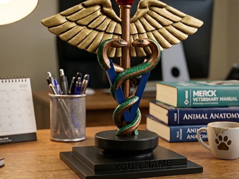 Veterinary Caduceus Trophy / Stand