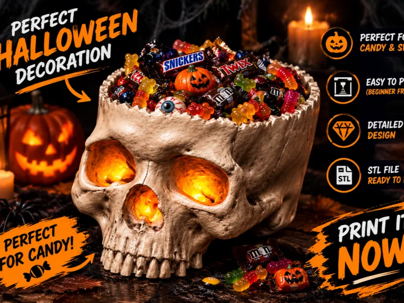 Ciotola a Teschio di Halloween Senza Supporti