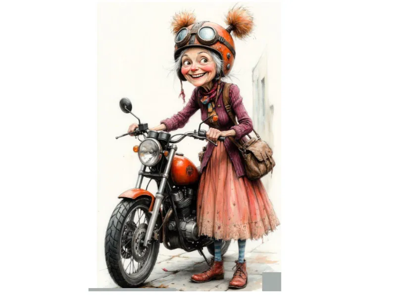 Whimsical Biker Grandma
