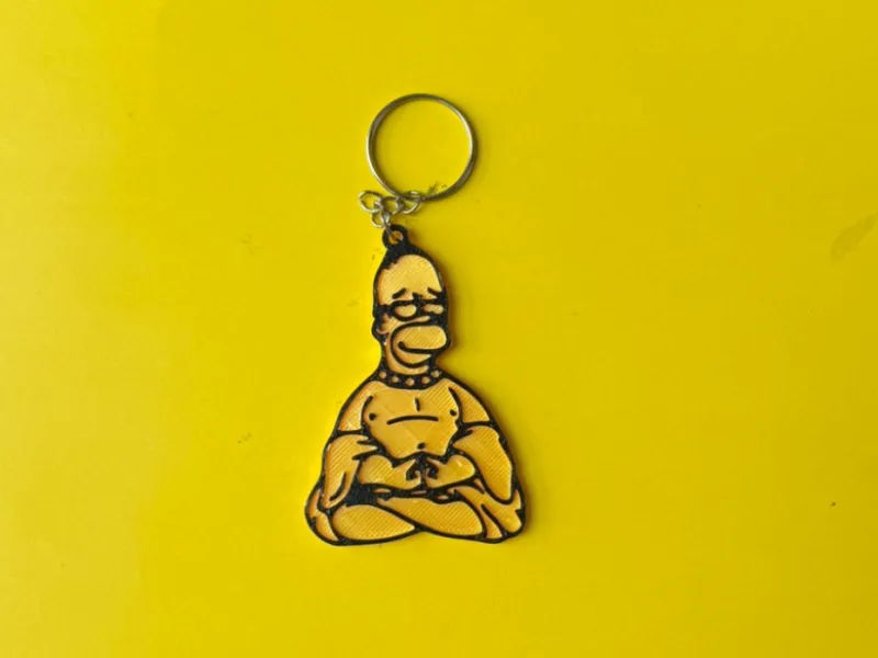 KEYCHAIN HOMER SIMPSON GOLD BUDA LUCKY LLAVERO HOMERO
