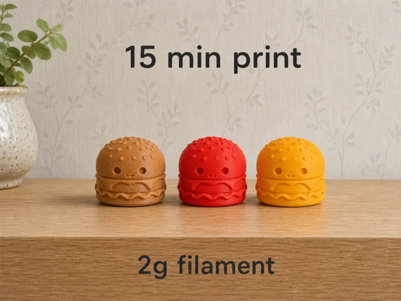 Cute Mini Burger Buddy | Easy & Fast 3D Print | Desk Toy
