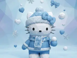 Hello Kitty poligonal winter chrismas