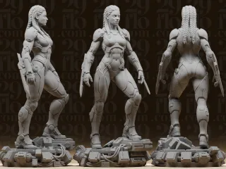 #128 Cyberpunk Dominatrix Assassin Statue with Arm Blades