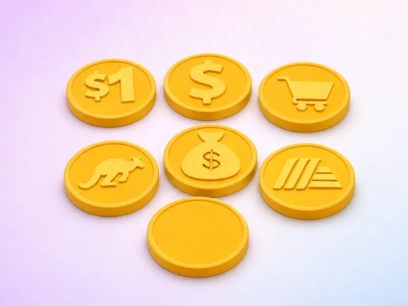 🛒Trolley Token Australia | $1 Coin Size | 7 Designs