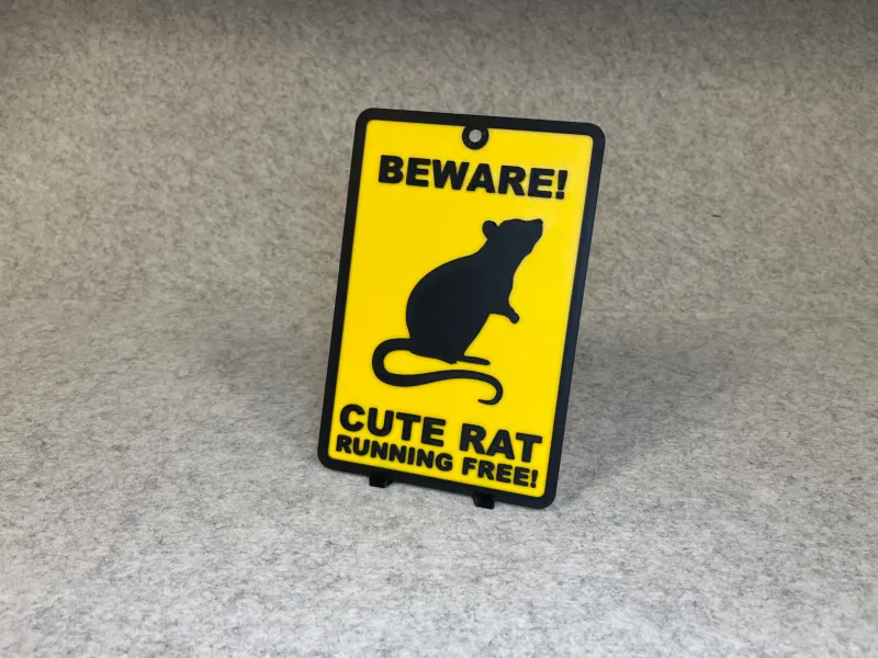 Decoratief waarschuwingsbord schattige rat huisdier