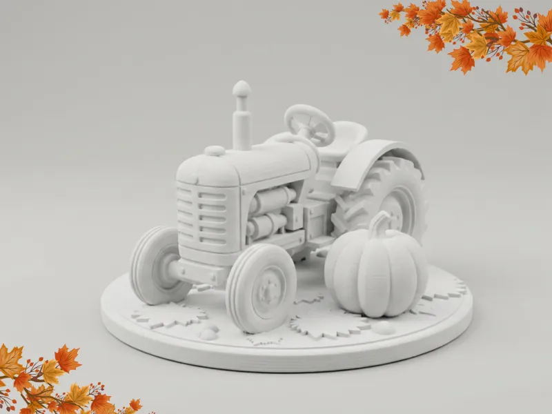 Vintage Farm Tractor Figurine 3D Model