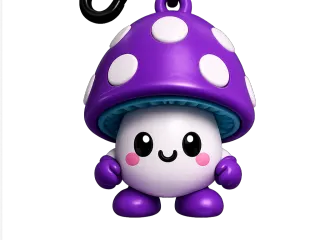 Meshy_AI_Purple Polka-Dot Mushroom Keychain_1785046956_gener
