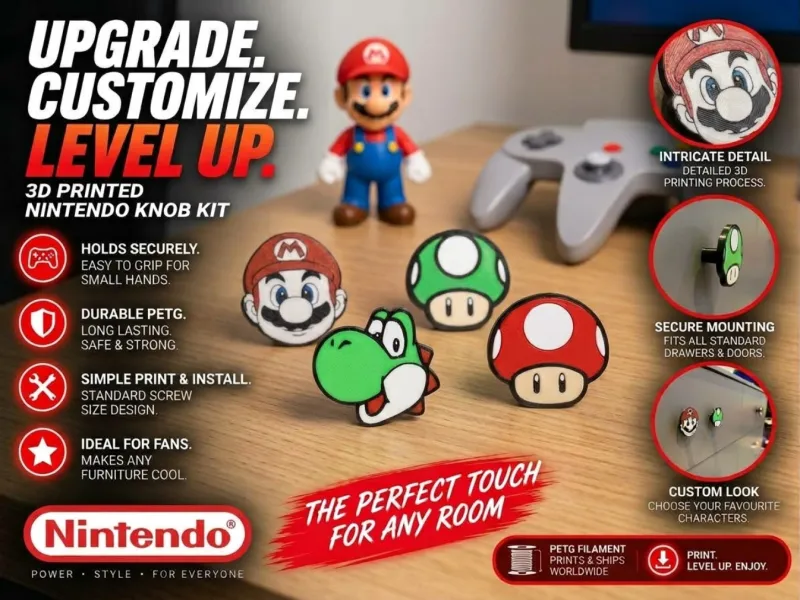 Pomos de puerta/armario con temática de Mario