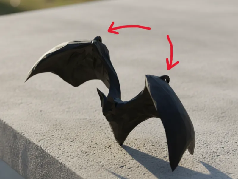 Halloween Bat Low-Poly  | Hanging Bat