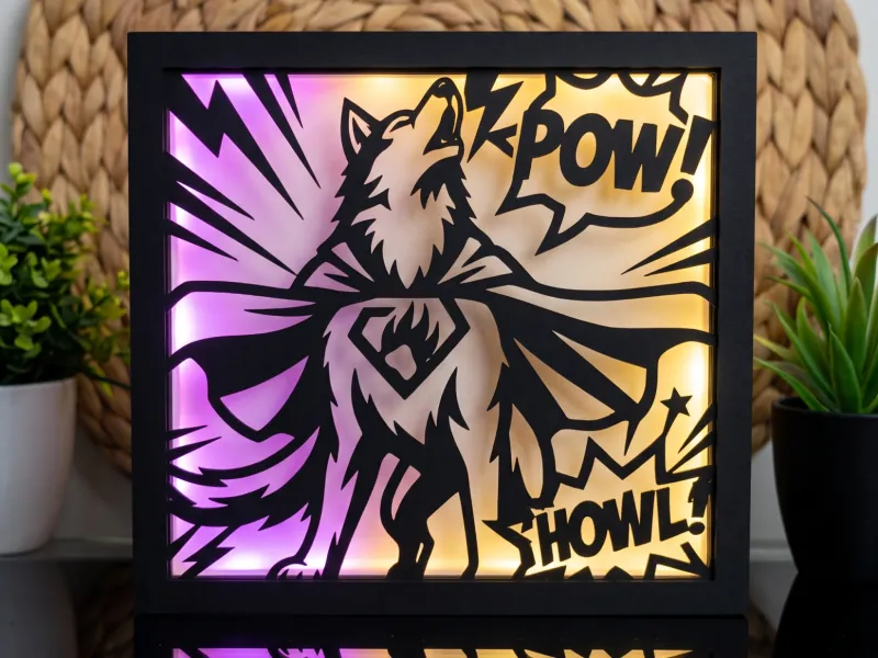 Superhero Wolf Comic Art - Modular Light Box Insert