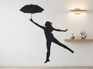 Silueta mujer paraguas