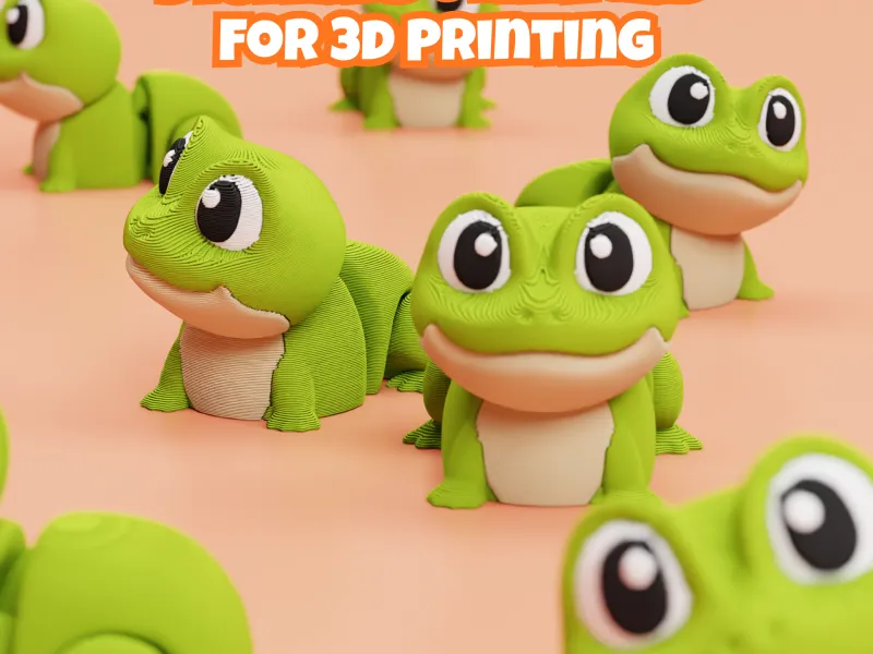 Articulated Frog STL & 3MF – Flexi Print in place animal