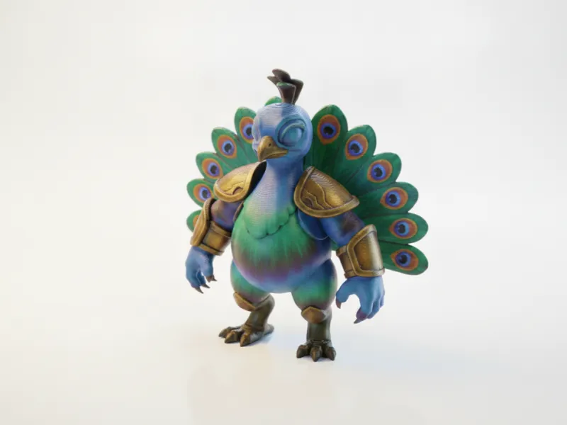 Peacock Warrior Figurine Animal Fantasy 3D Printable