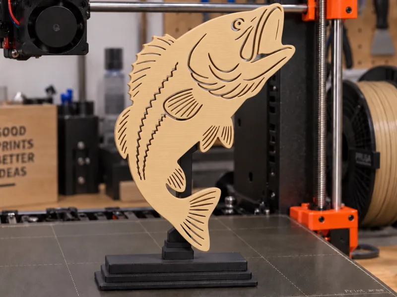 Largemouth Bass fish trophy 2d statue for 3d printing