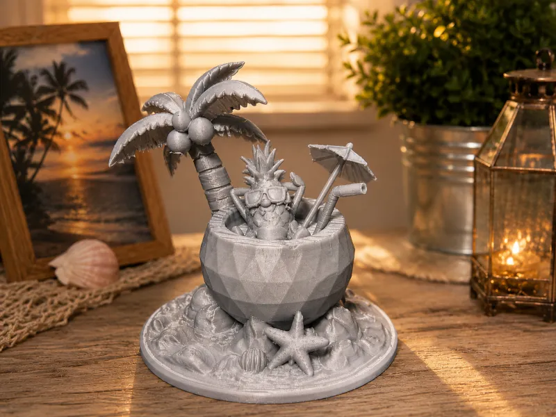 Tropische Ananas-Entspannungsszene-3D-Druckmodell