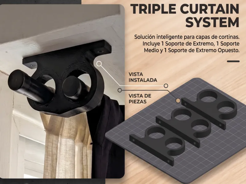 Heavy-Duty double Curtain Rod Support System