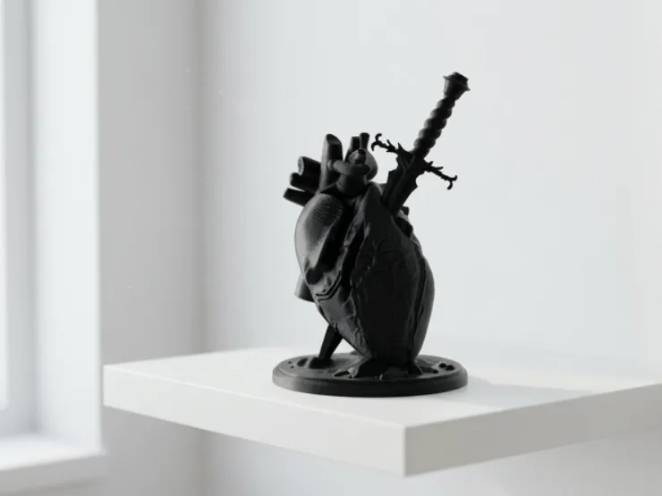 Heart Piercer - Anatomical Heart and Sword Sculpture
