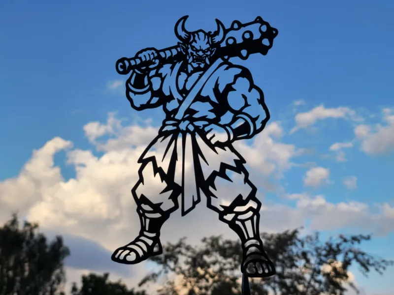Arte de Parede do Guerreiro Demônio Oni com Clava