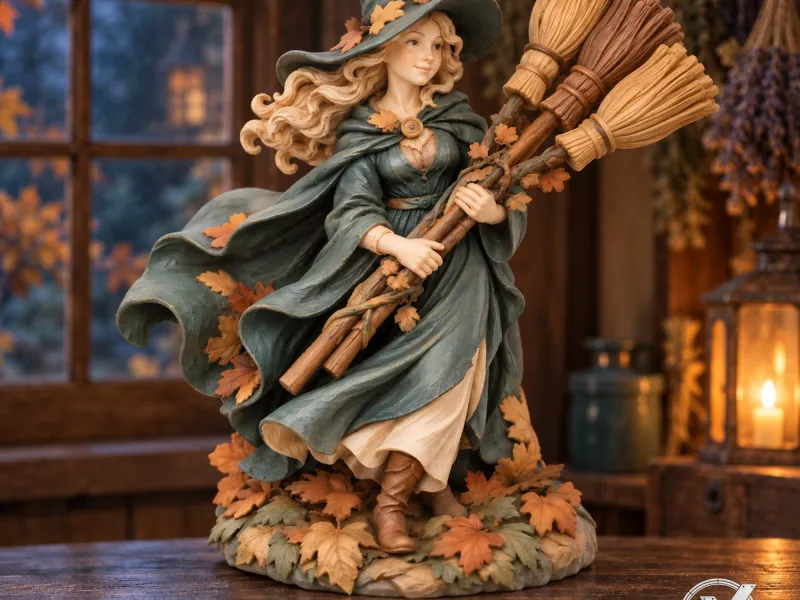 Scultura della Parata delle Scope della Strega | Statuetta decorativa