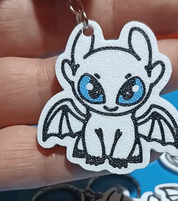 Light Fury Keychain Keyring DUAL side-Llavero Furia Luminosa