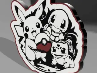 Pokémon Trio LightboxPikachu Squirtle & Bulbasaur