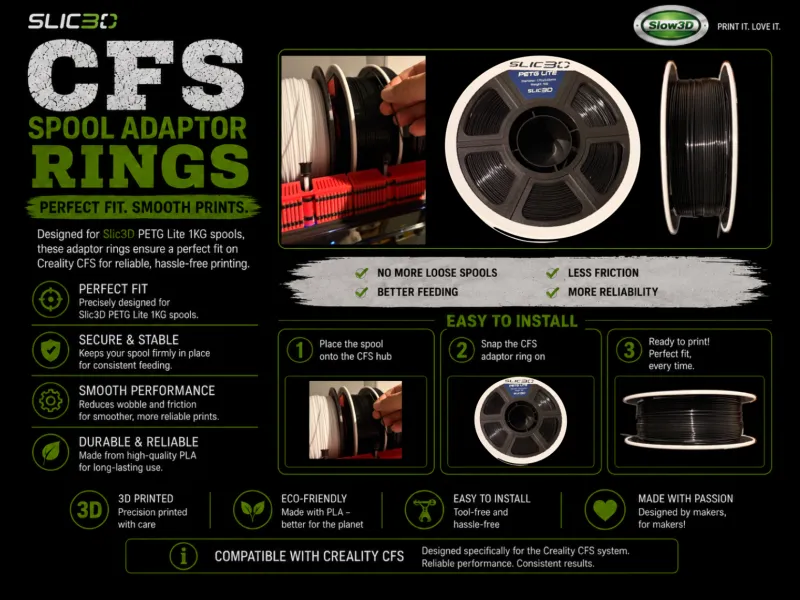 CFS Spool Adaptor ring for Slic3D (by Jaycar) Spools