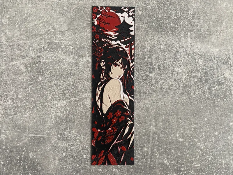 An exquisite HueForge bookmark featuring an anime/manga styl