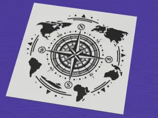World map compass rose travel navigation design