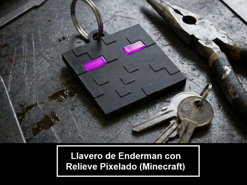 Pikselli Kabartmalı Enderman Anahtarlığı (Minecraft)