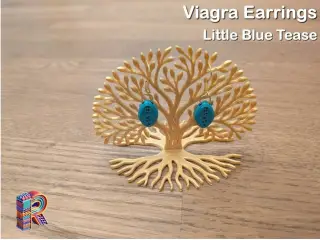 💊 Little Blue Tease – Viagra Pill Earrings