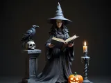 4471 Witch with Skull and Pumpkin Color 3D Model  STL  DND-0